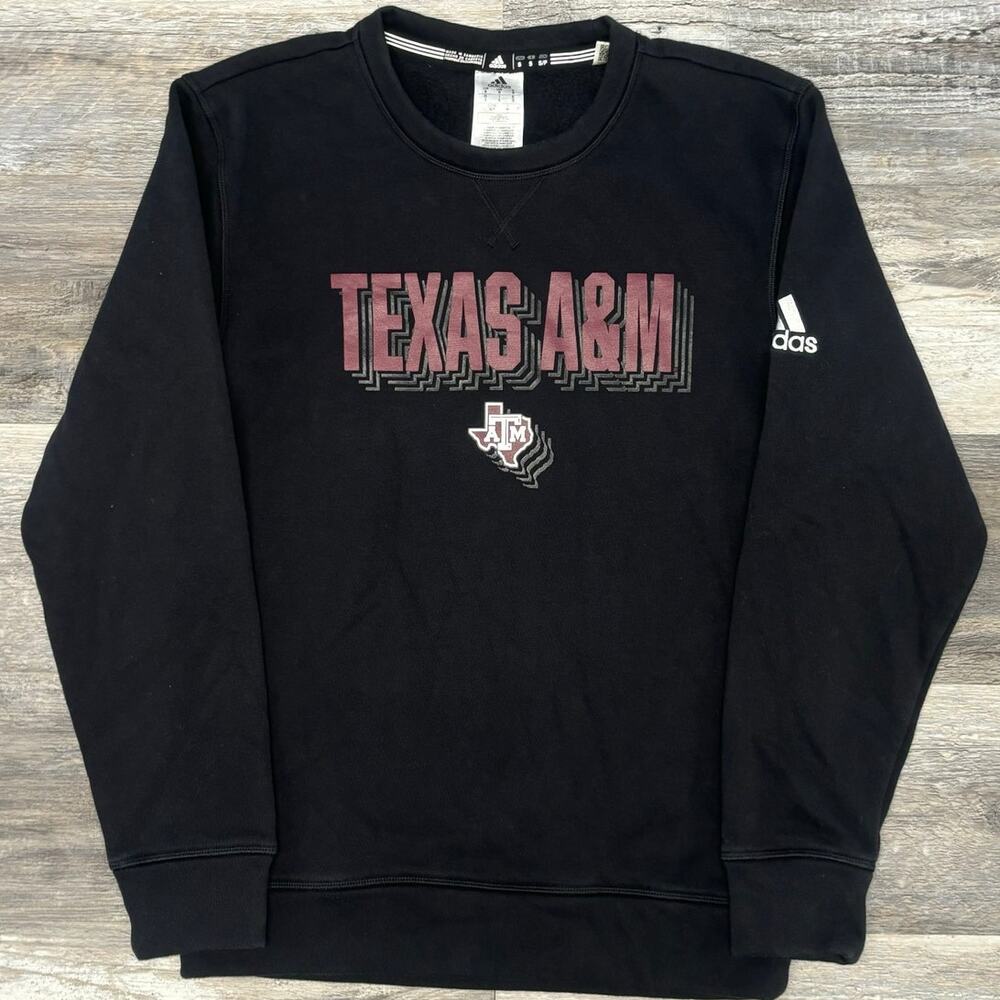 Adidas Texas A&M University Aggies Athletics Black Mens S Pullover Sweatshirt‎